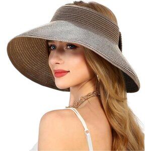 Womens Beach Straw Sun Hats Coffee